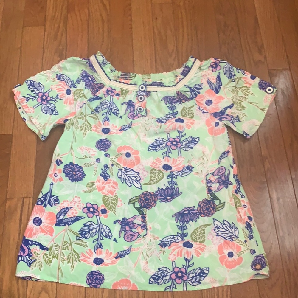 Matilda Jane Floral Kids Top - Green and Pink